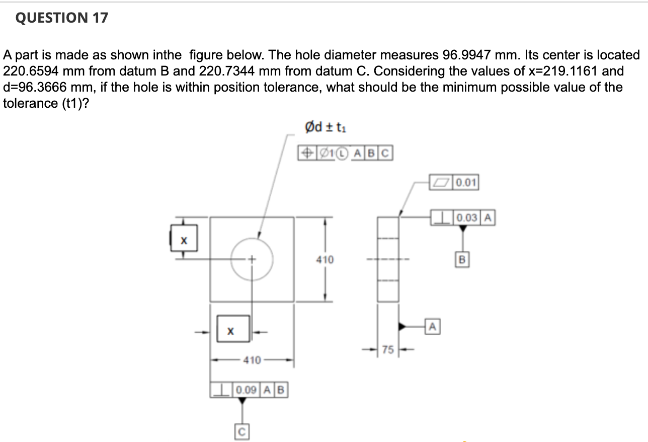 Solved A part is made as shown inthe figure below. The hole | Chegg.com