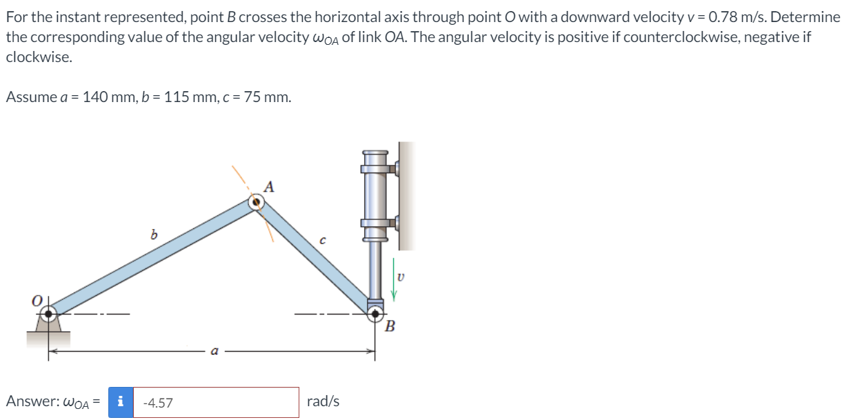 Solved For The Instant Represented, Point B Crosses The | Chegg.com