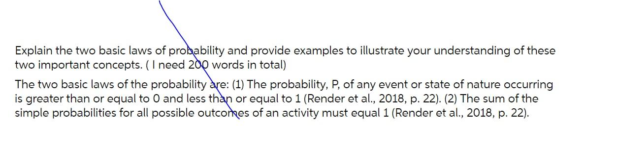 Solved Explain The Two Basic Laws Of Probability And Provide 