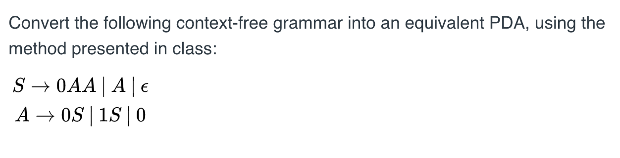 Solved Convert the following context-free grammar into an | Chegg.com