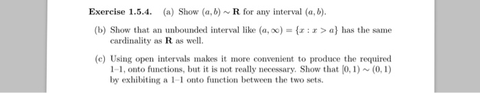 Solved Exercise 1.5.4. (a) Show (a, B)R For Any Interval (a, | Chegg.com