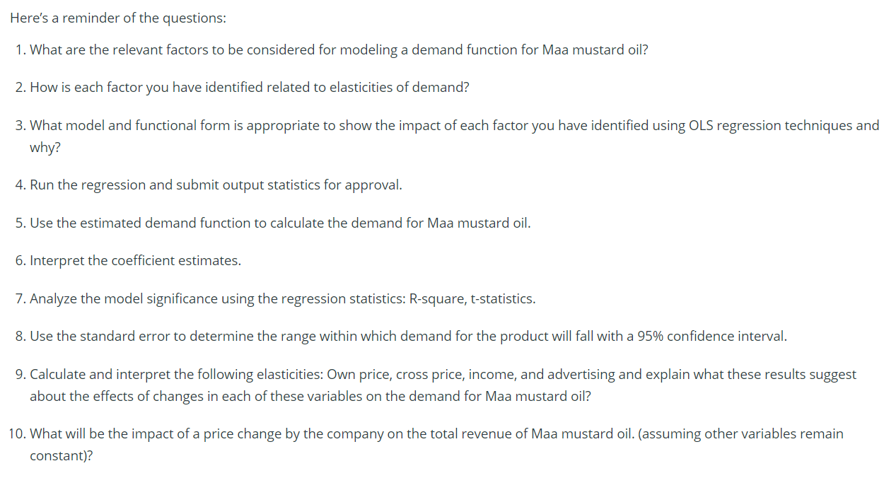 Solved HIND OIL INDUSTRIES DEMAND ANALYSIS The digital