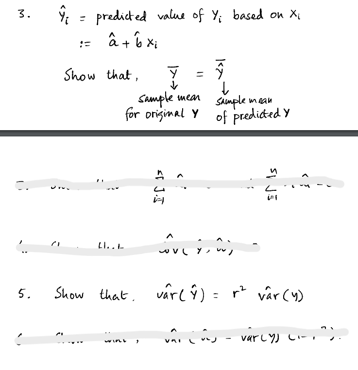 Solved 3. y^i= predicted value of yi based on xi :=a^+b^xi | Chegg.com