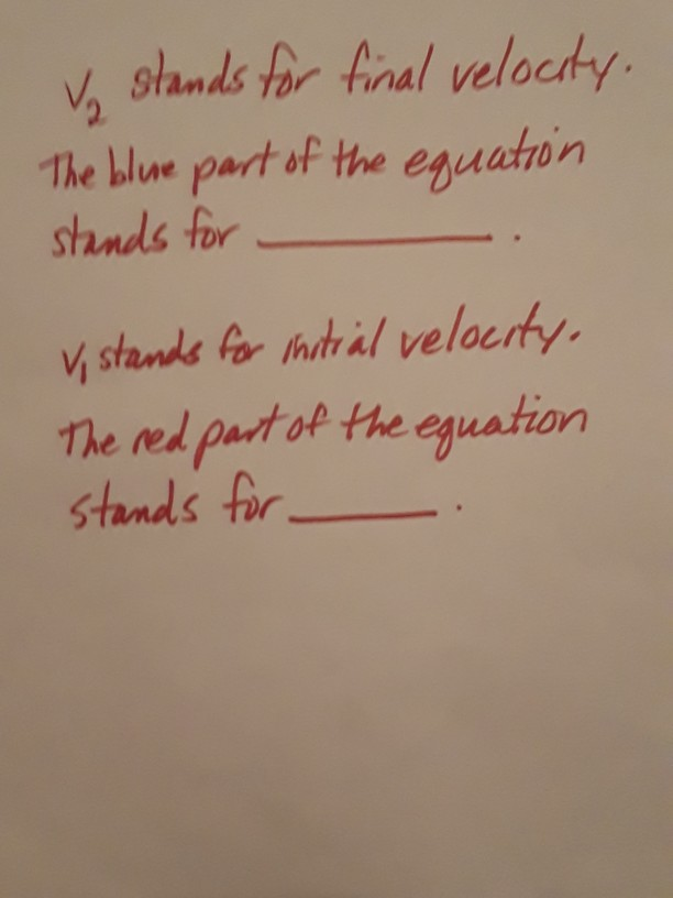 v stands for final velocity. V₂ Stan The blue part of | Chegg.com