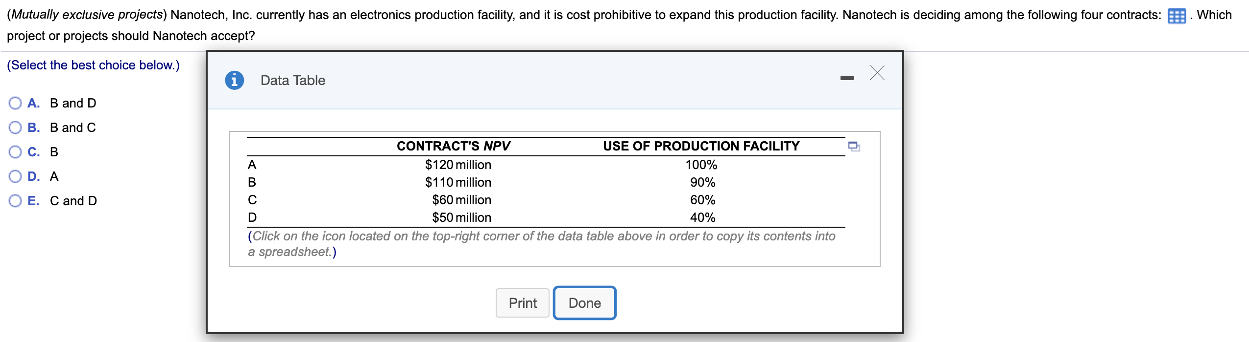 Solved Which (Mutually exclusive projects) Nanotech, Inc.