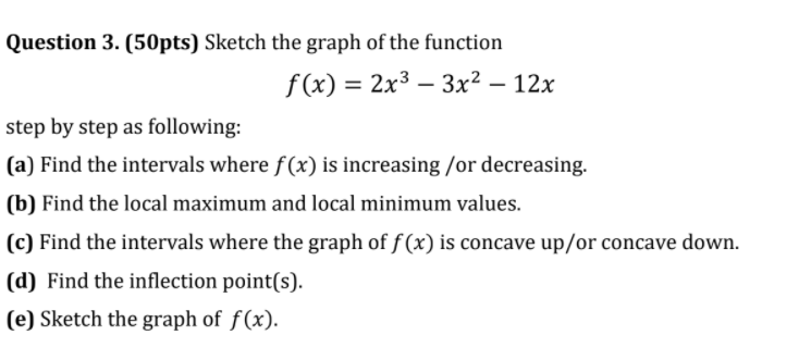 Solved Question 3. (50pts) Sketch the graph of the function | Chegg.com