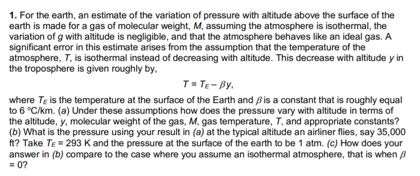 Solved 1. For the earth, an estimate of the variation of | Chegg.com