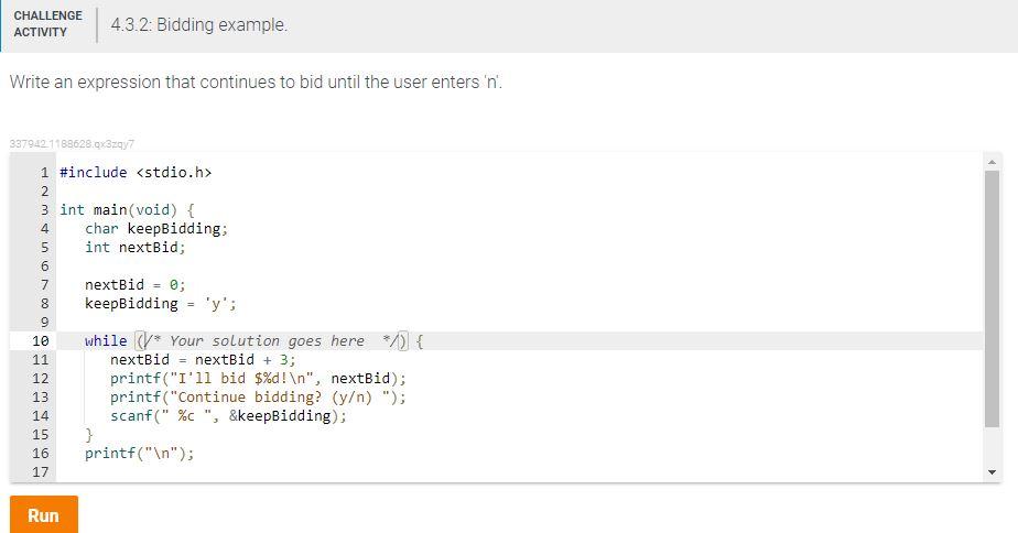 Solved CHALLENGE ACTIVITY 4.3.2: Bidding example. Write an | Chegg.com