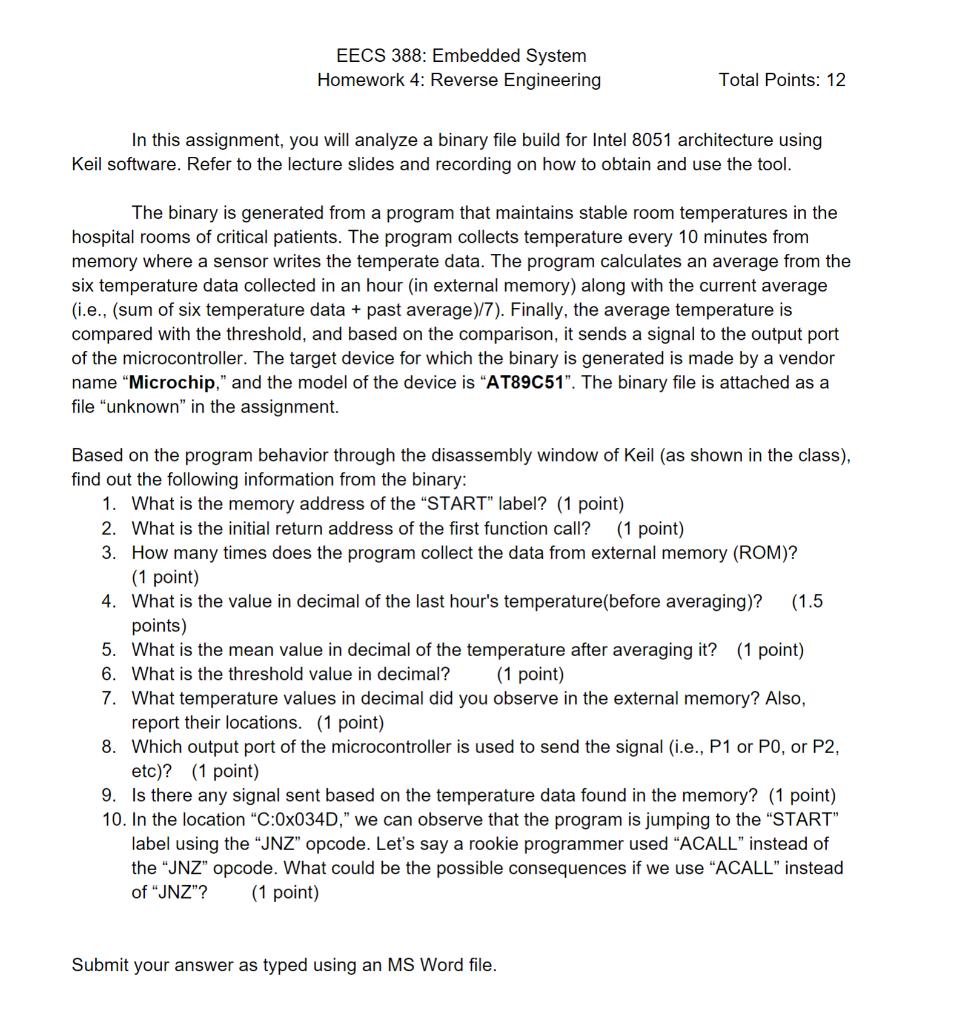 Solved EECS 388: Embedded System Homework 4: Reverse | Chegg.com