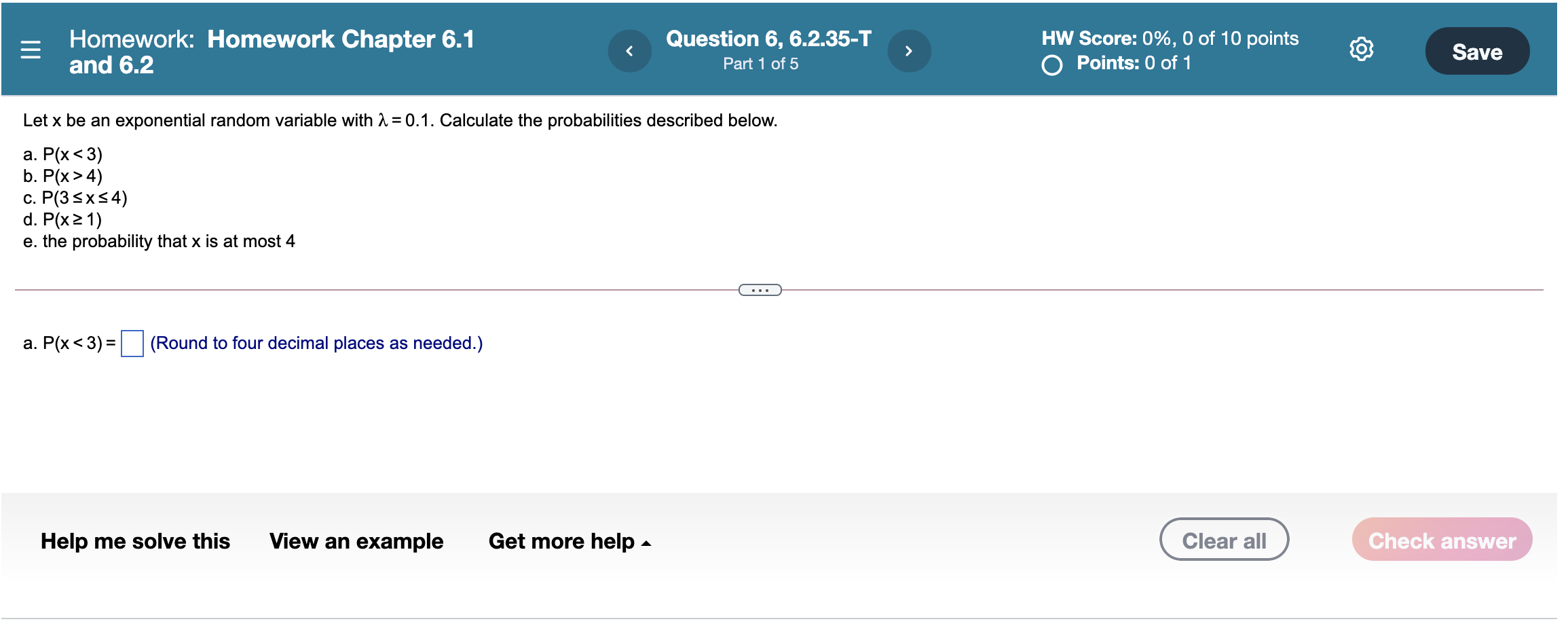 Solved Homework: Homework Chapter 6.1 and 6.2 Question 6, | Chegg.com