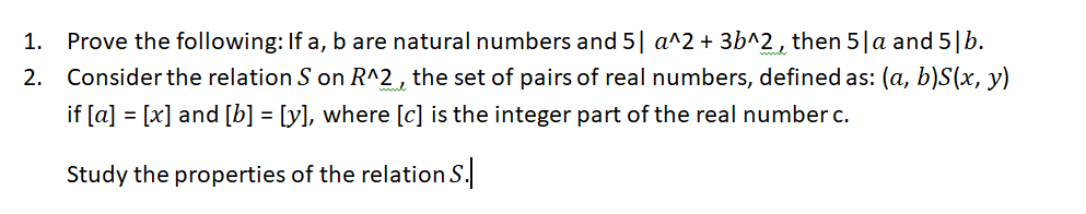 Solved 1. Prove The Following: If A, B Are Natural Numbers | Chegg.com