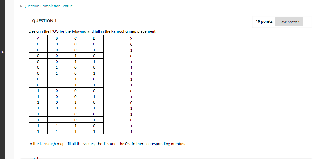 Solved Question Completion Status: QUESTION 1 10 points Save | Chegg.com