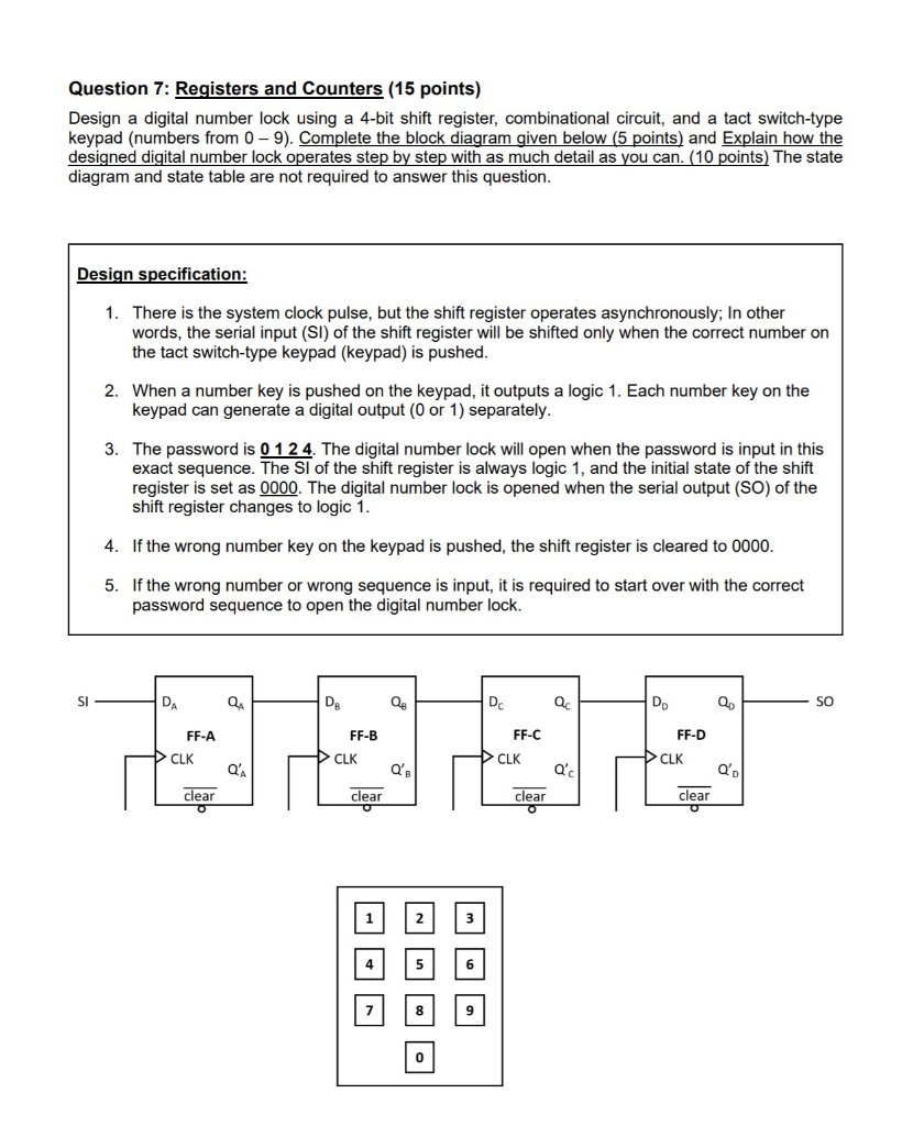 Solved Question 7: Registers and Counters (15 points) Design | Chegg.com