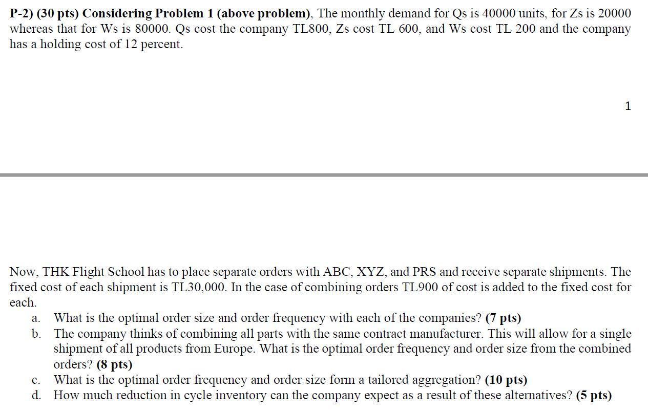 Solved P-2) (30 Pts) Considering Problem 1 (above Problem), | Chegg.com