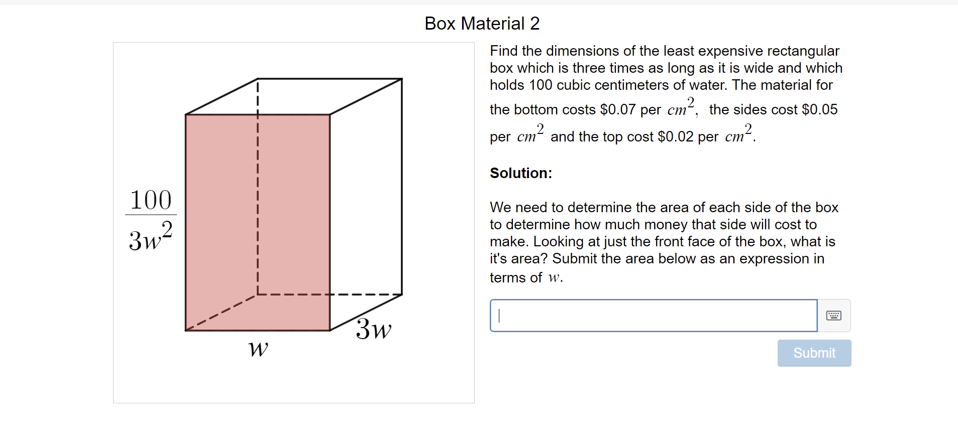 Solved Box Cost Determine the cost of the least expensive | Chegg.com
