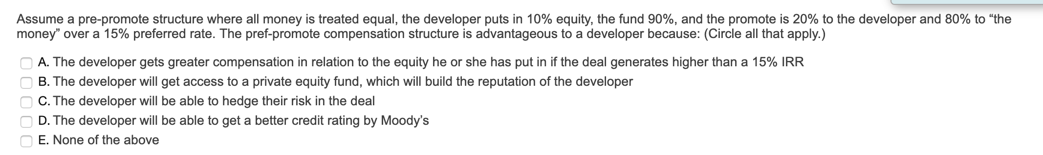 Solved Assume a pre-promote structure where all money is | Chegg.com