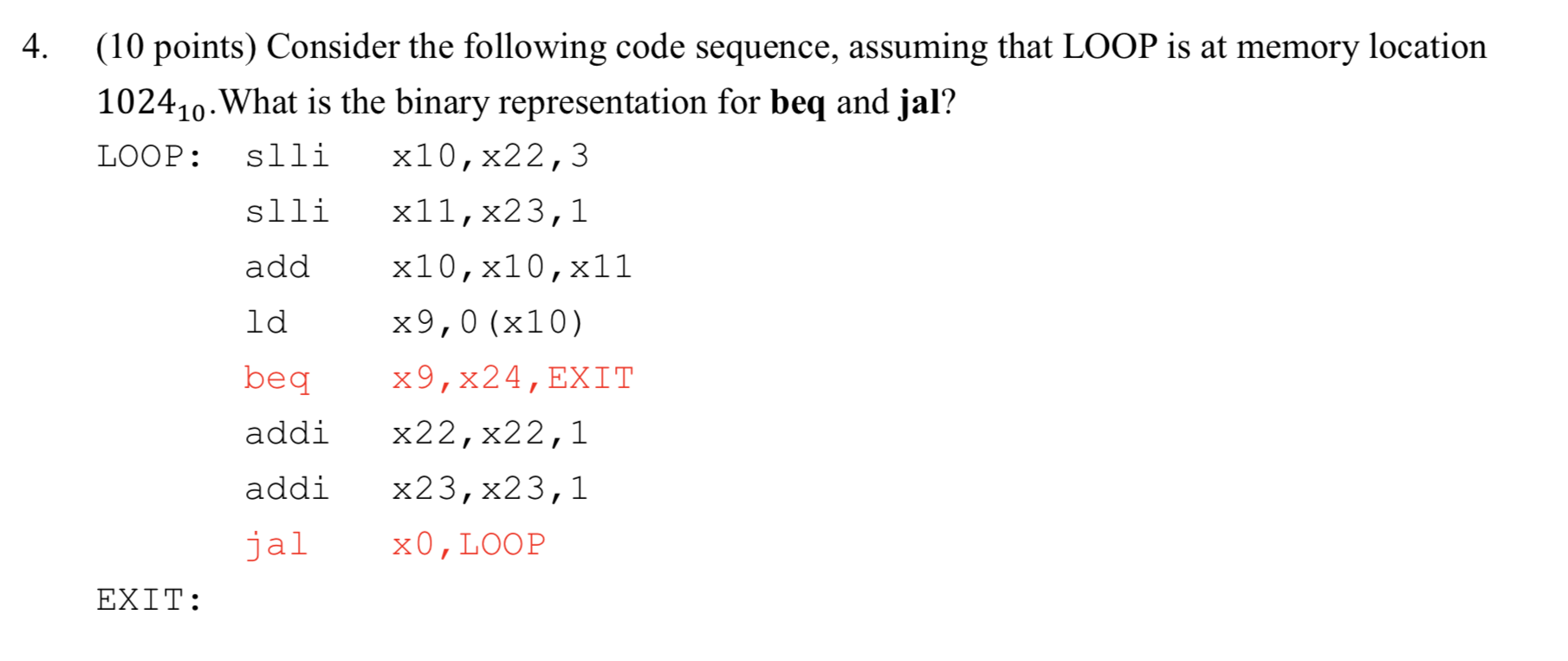 4. (10 points) Consider the following code sequence, | Chegg.com