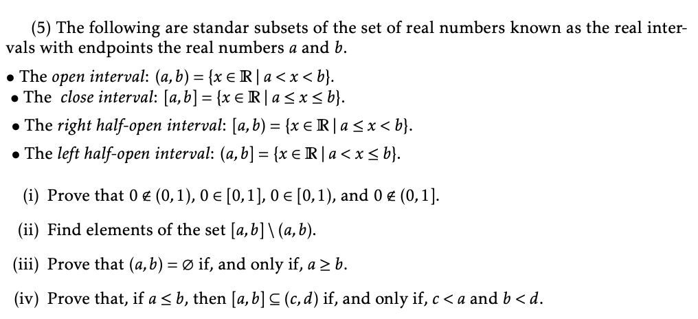 subsets of a set of real numbers especially intervals with notations