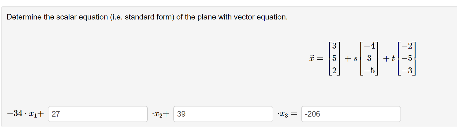 Solved Determine the scalar equation (i.e. standard form) of | Chegg.com