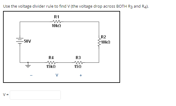 Solved Use the voltage divider rule to find V (the voltage | Chegg.com