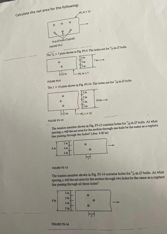 Calculate the net area for the following: Ficure P3.C | Chegg.com