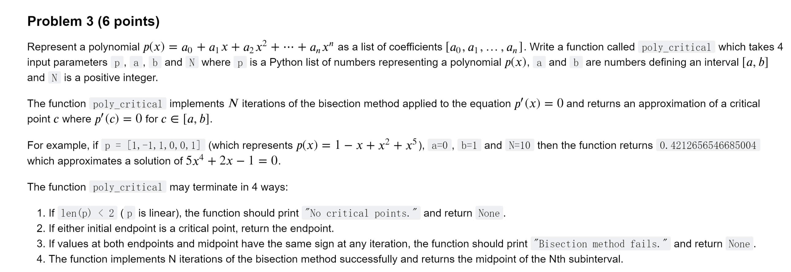 Problem 3 6 Points Represent A Polynomial P X Do Chegg Com