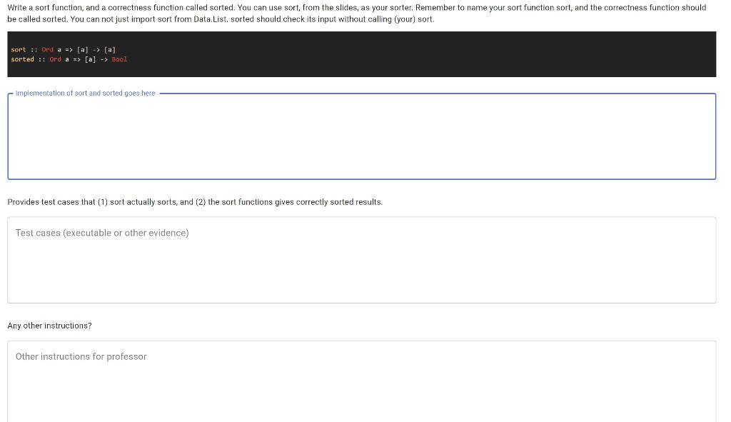 Solved Haskell>Write a sort function, and a correctness