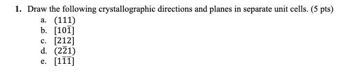 Solved 1. Draw the following crystallographic directions and | Chegg.com
