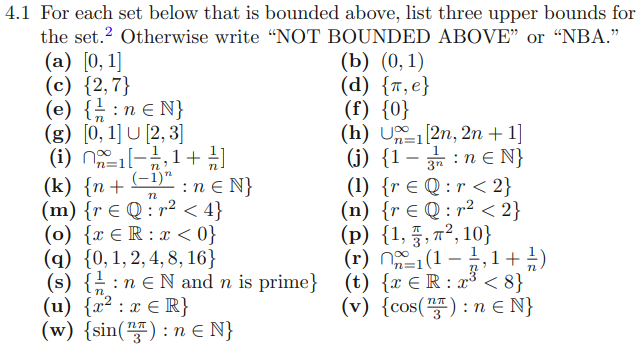 Solved 1 For each set below that is bounded above, list | Chegg.com
