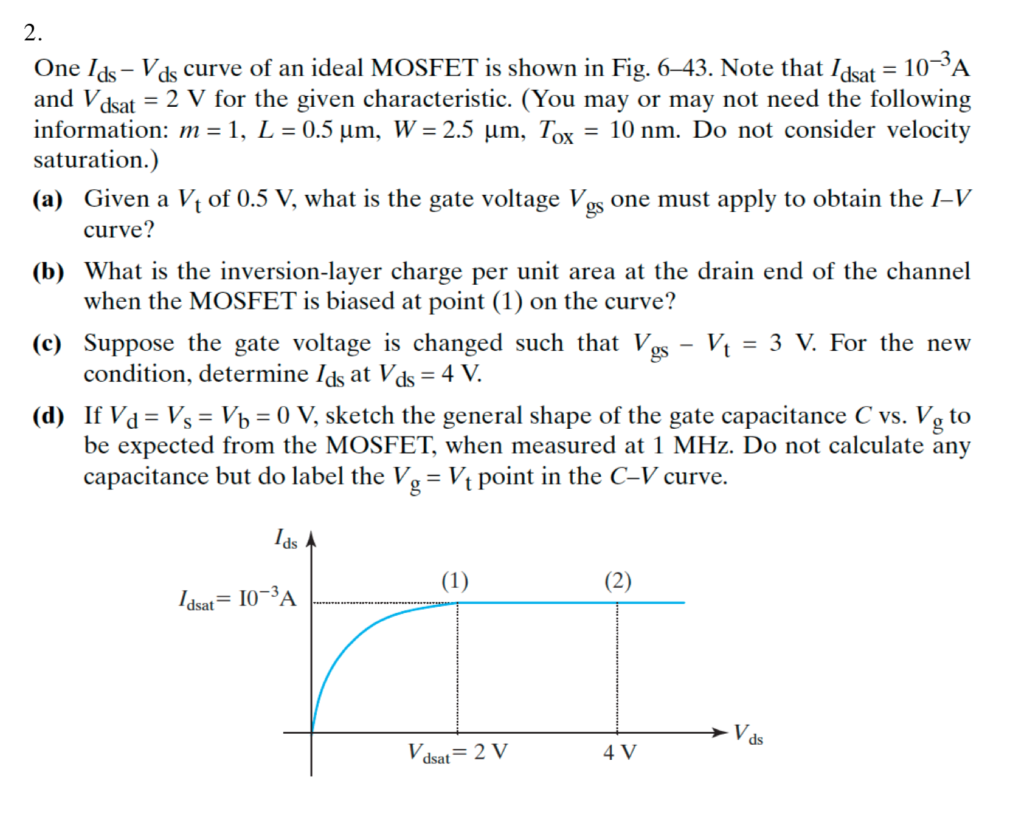 Solved 2 3 One Ids Vds Curve Of An Ideal MOSFET Is Shown Chegg