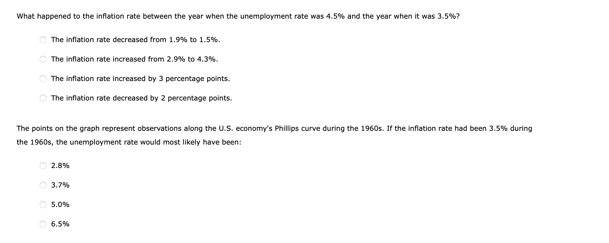 Solved 1. The Inflation-unemployment Relationship The | Chegg.com