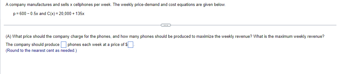 Solved A company manufactures and sells \\( x \\) cellphones | Chegg.com