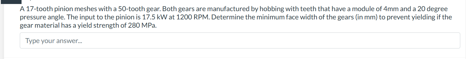 Solved A 17-tooth pinion meshes with a 50-tooth gear. Both | Chegg.com