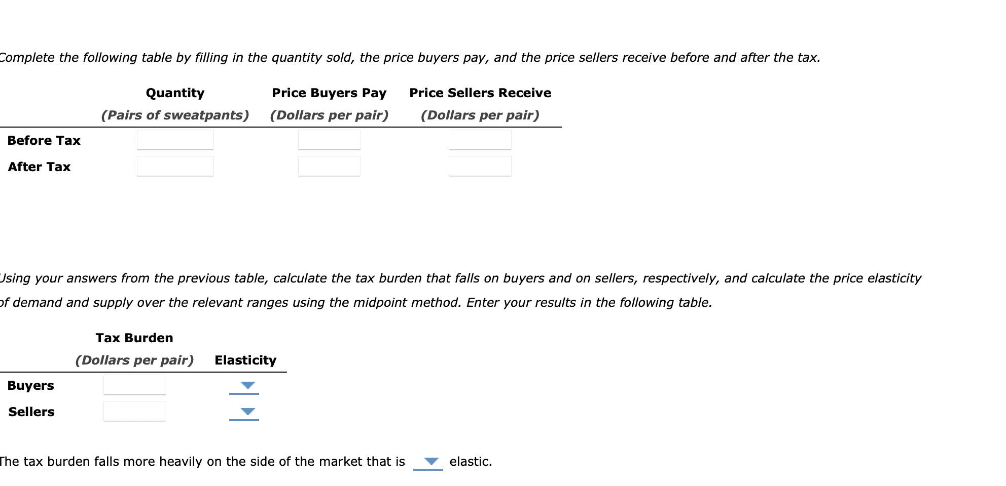 Solved Complete the following table by filling in the