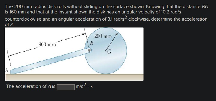 Solved The 200-mm-radius disk rolls without sliding on the | Chegg.com
