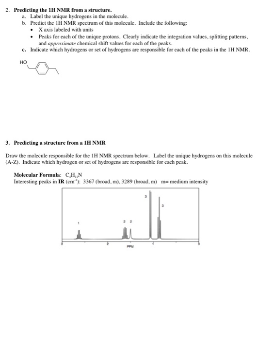 Solved Predicting the 1H NMR from a structure. | Chegg.com
