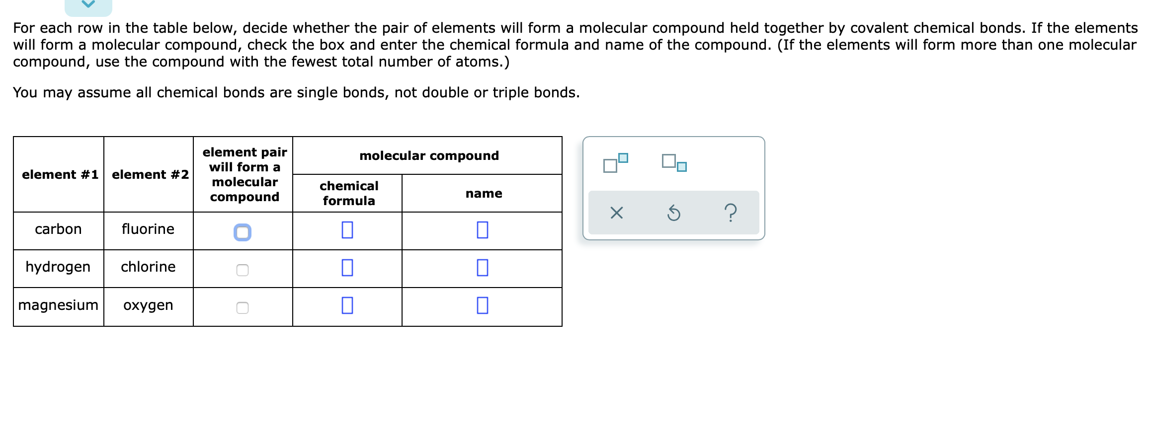 Solved For each row in the table below, decide whether the | Chegg.com