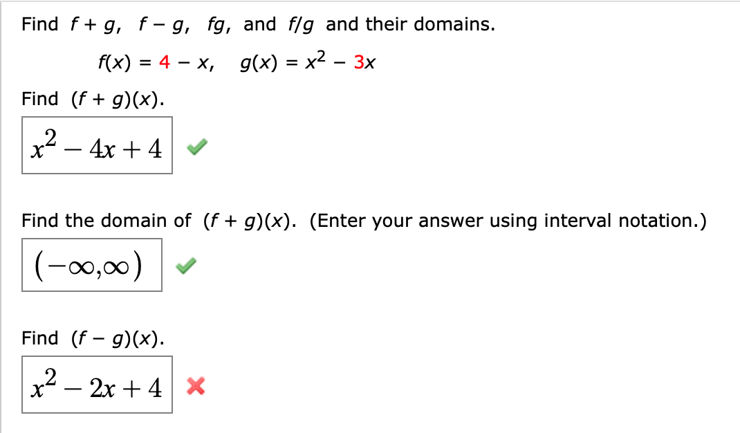 Solved Find F G F G Fg And F G And Their Domains F Chegg Com
