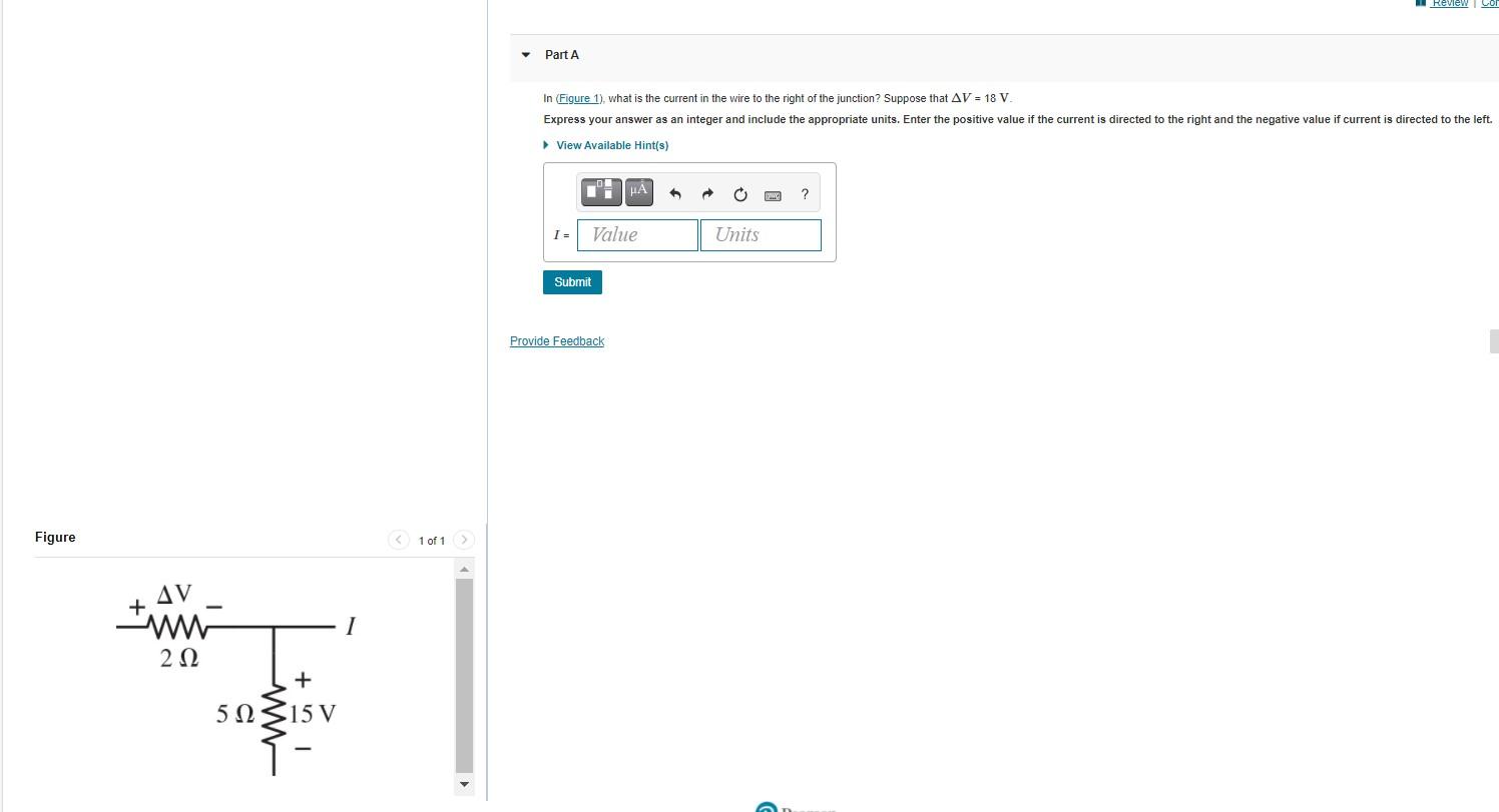 Solved Review Part A In (Figure 1), what is the current in | Chegg.com