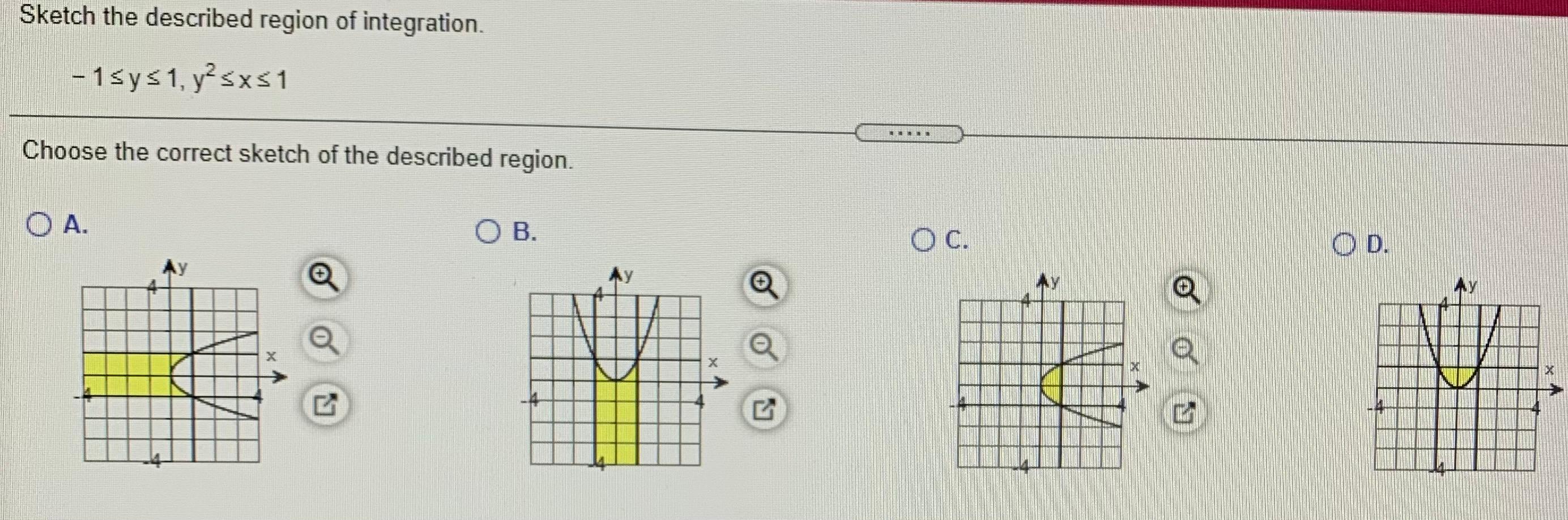 Solved Sketch the described region of integration. -1