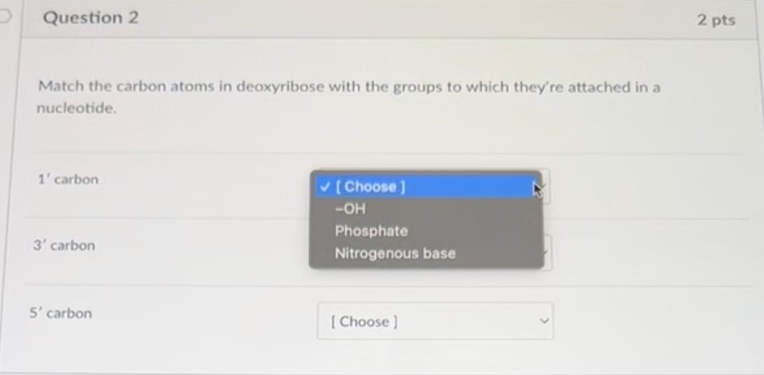 Solved Question 2 2 Pts Match The Carbon Atoms In | Chegg.com