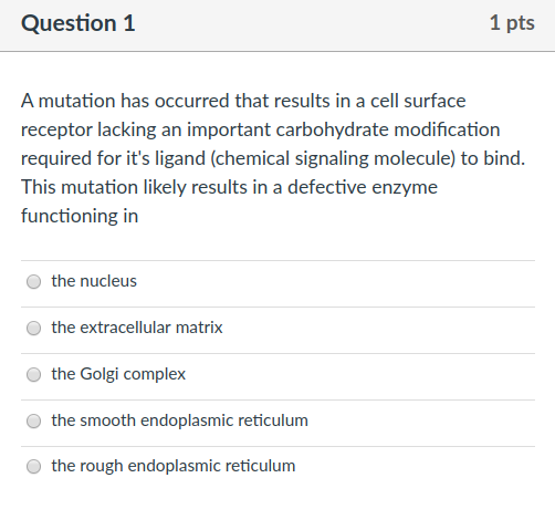 Solved Question 1 1 pts A mutation has occurred that results | Chegg.com