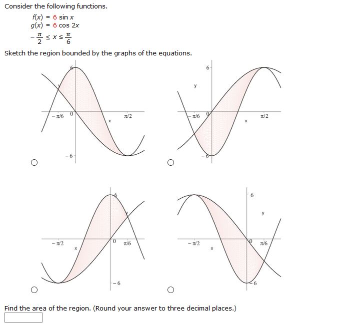 Solved Consider the following functions. f(x) = 6 sin x g(x) | Chegg.com