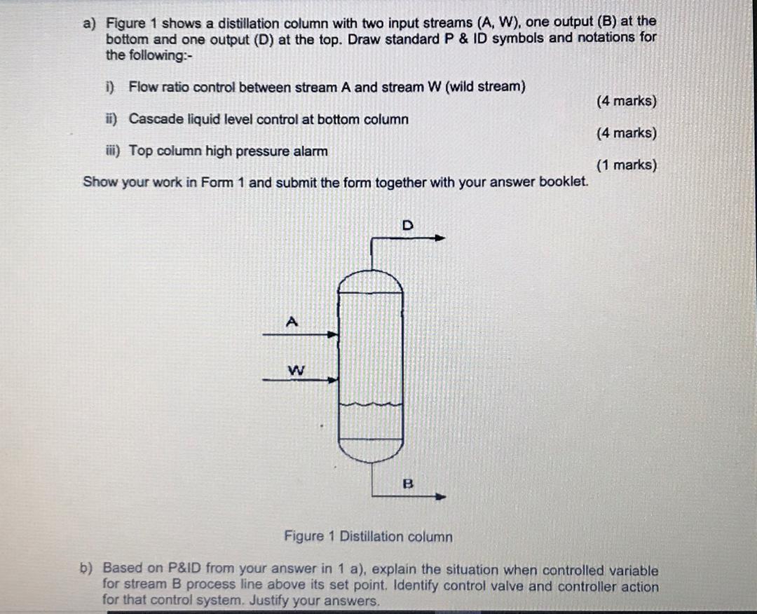 Solved A) Figure 1 Shows A Distillation Column With Two | Chegg.com