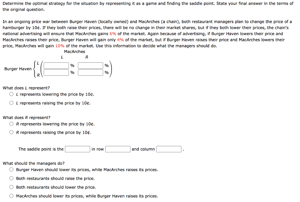 Solved Determine The Optimal Strategy For The Situation By | Chegg.com