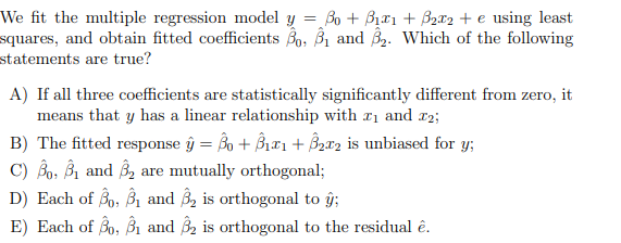 Solved We Fit The Multiple Regression Model Y Bo B121 Chegg Com