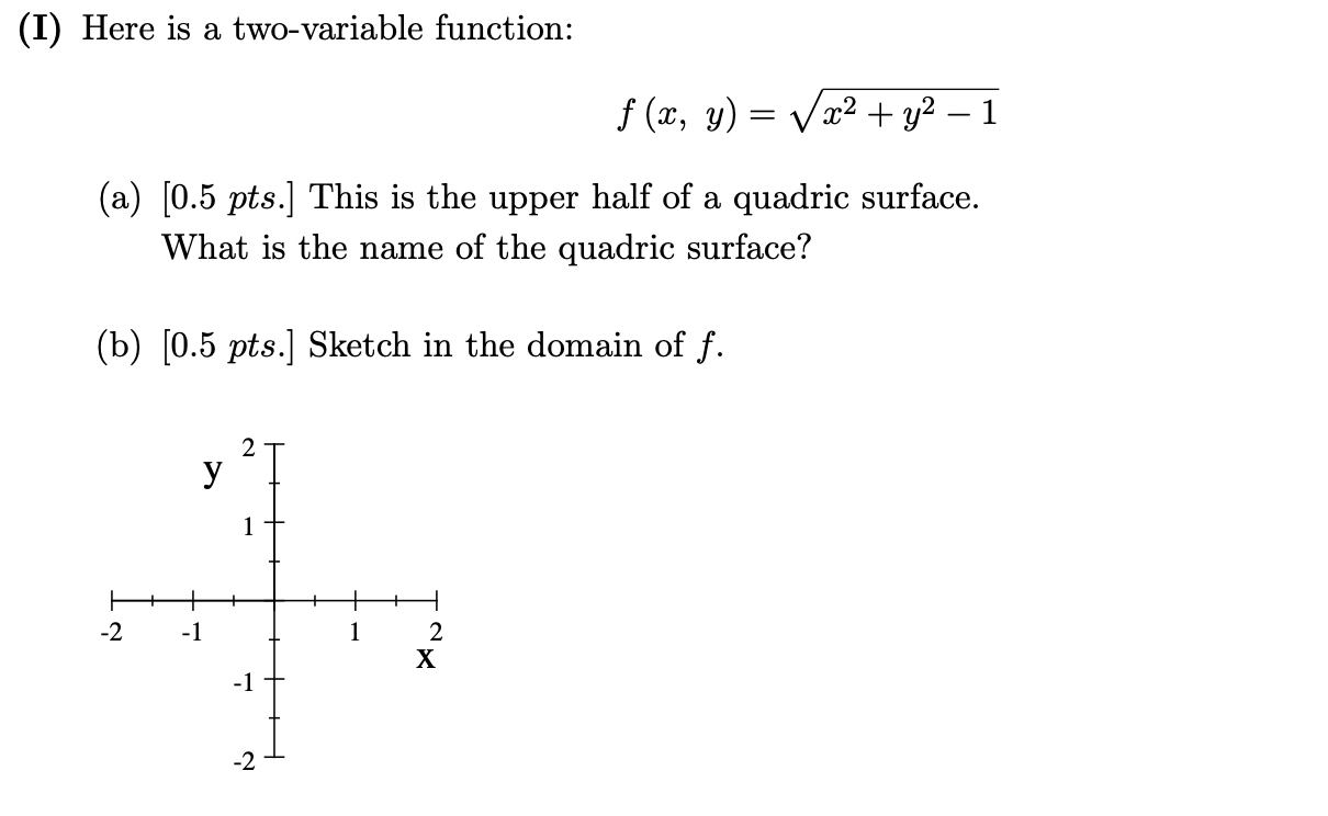 Solved I Here Is A Two Variable Function F X Y X2 Y2−1