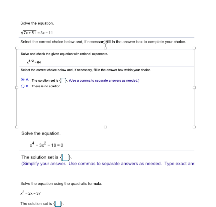 Solved Solve the equation. V7x+51-3x-11 Select the correct | Chegg.com