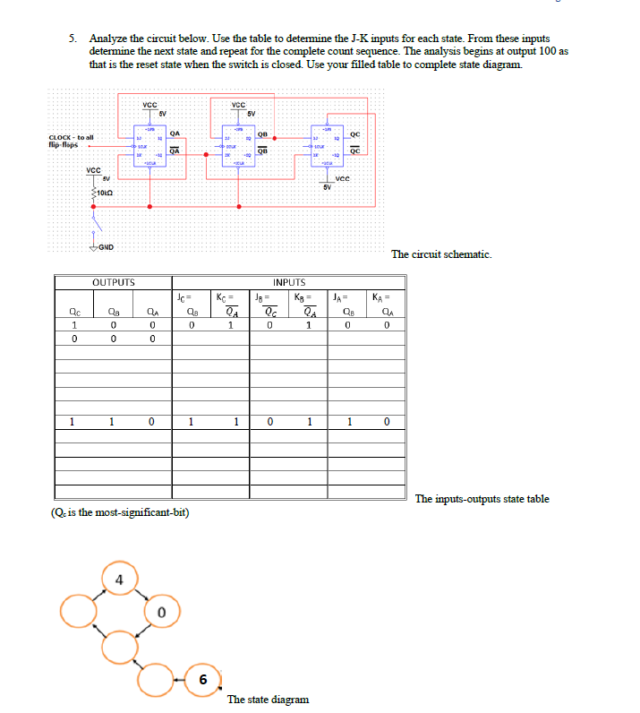Solved 5. Analyze the circuit below. Use the table to | Chegg.com