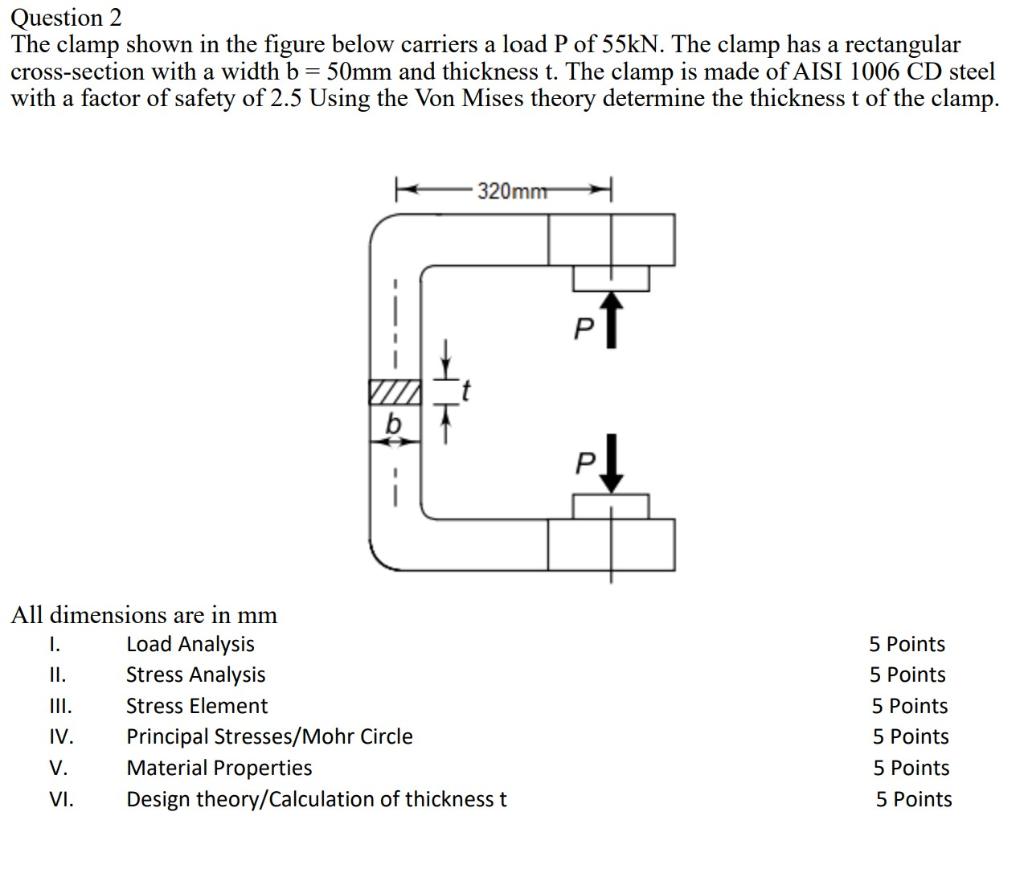 Solved Question 2 The clamp shown in the figure below